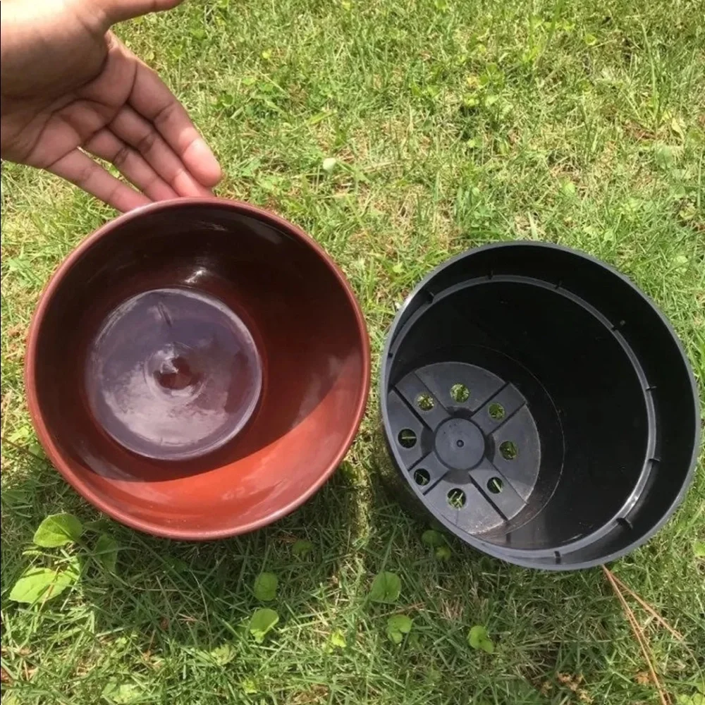 Brown flowers pot